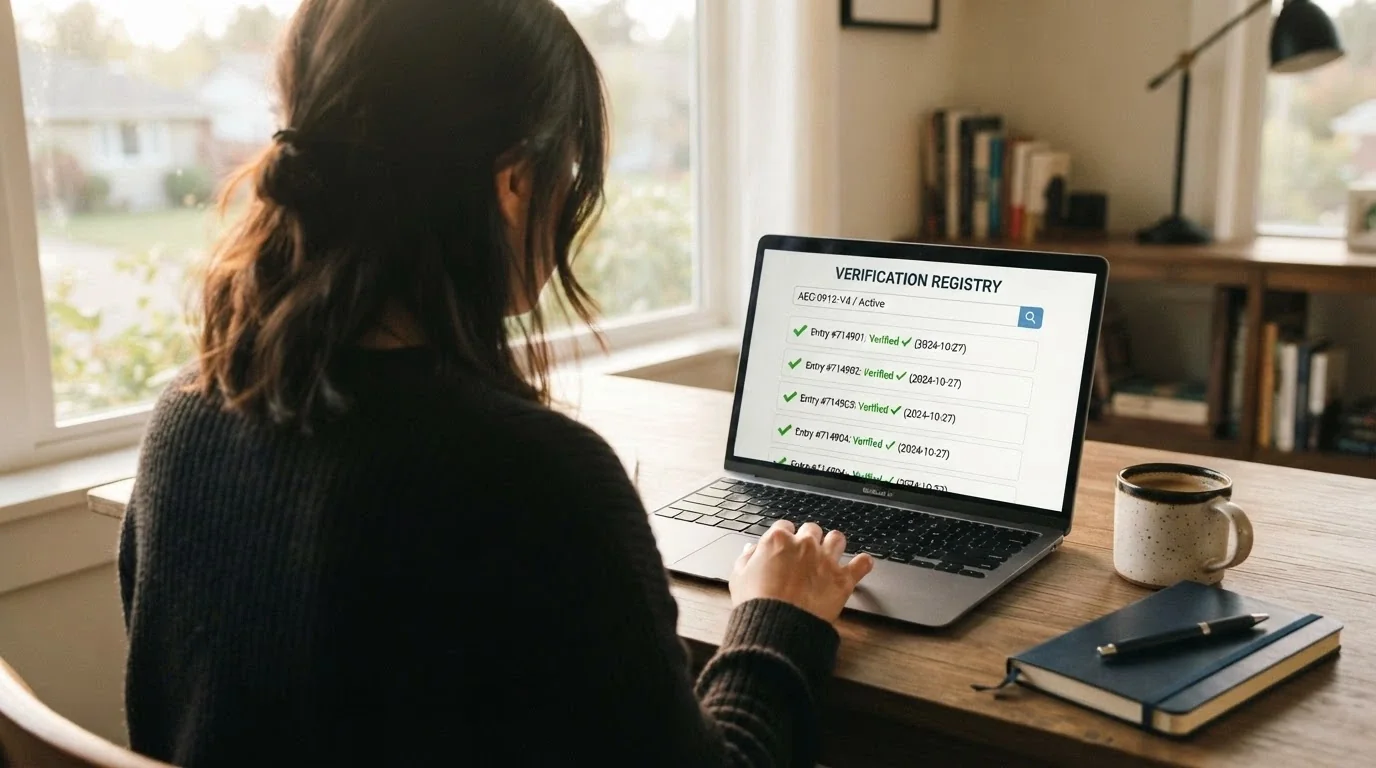Úřední dokument s logem Ministerstva financí ČR, vedle něj výpis z online licenčního registru na monitoru