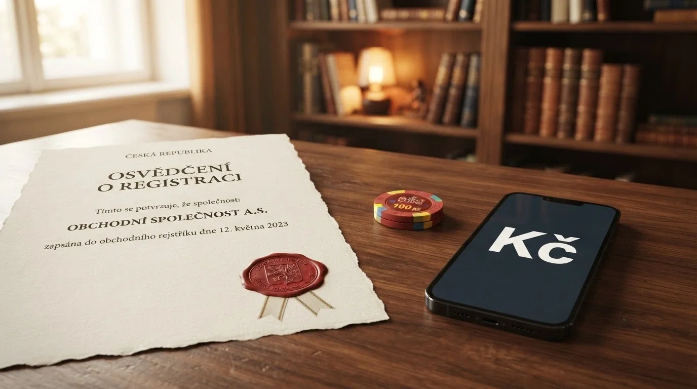 Úřední dokument s razítkem vedle krypto peněženky — kontrast mezi regulací a realitou offshore kasin