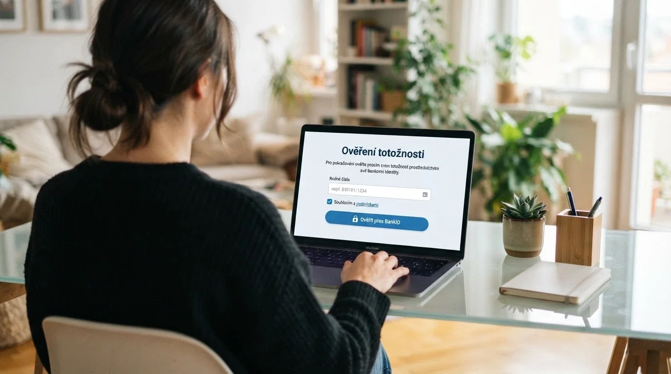 Obrazovka s formulářem ověření totožnosti přes BankID v prostředí online casina