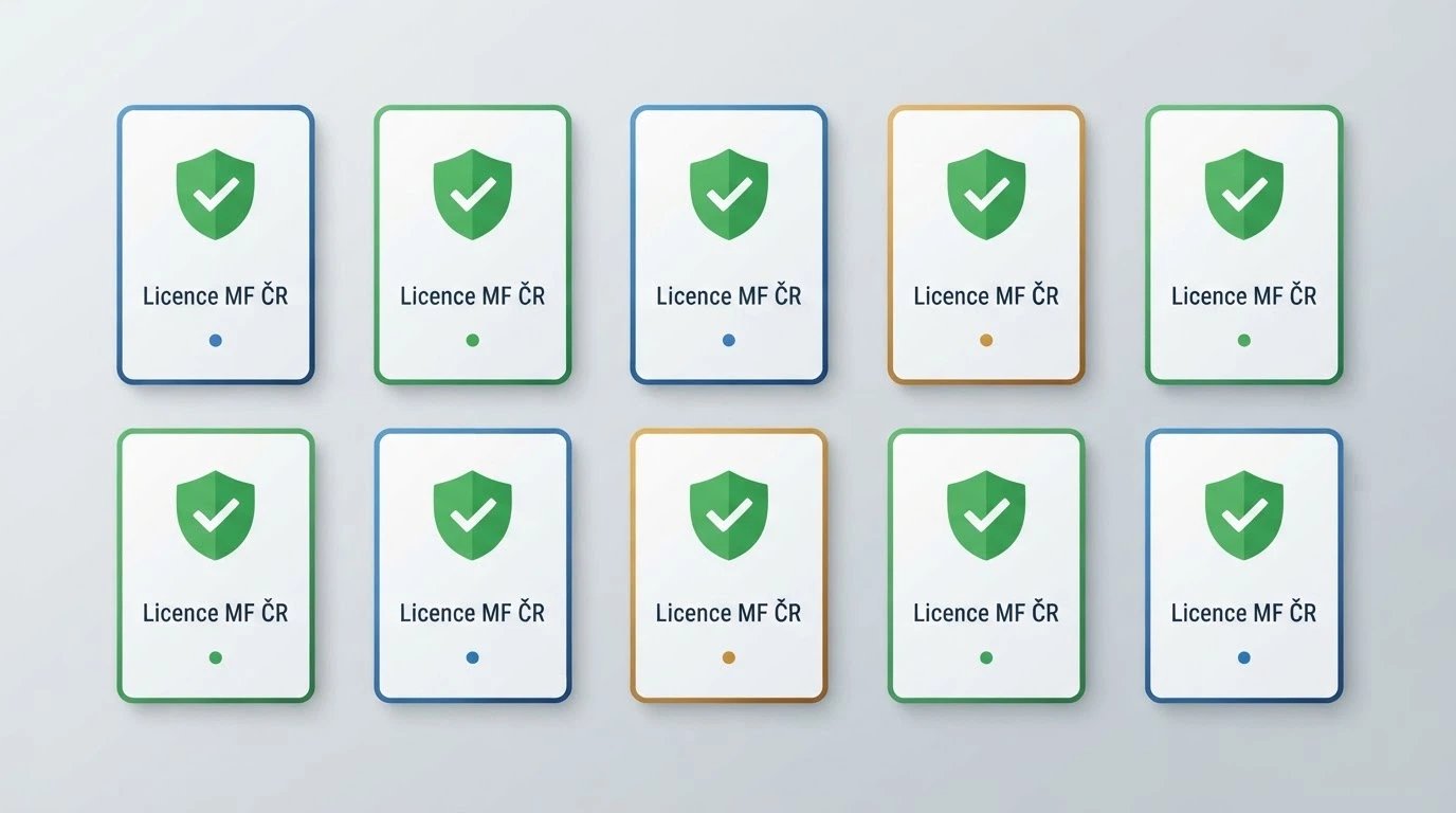 Přehled log a licenčních známek deseti českých online casin seřazených vedle sebe